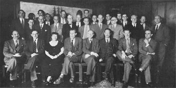Macy Conference on Cybernetics group photo 1953 1st row (left to right) T.C. Schneirla, Y. Bar-Hillel, Margaret Mead, Warren S. McCulloch, Jan Droogleever-Fortuyn, Yuen Ren Chao, W. Grey-Walter, Vahe E. Amassian. 2nd row (left to right) Leonard J. Savage, Janet Freed Lynch, Gerhardt von Bonin, Lawrence S. Kubie, Lawrence K. Frank, Henry Quastler, Donald G. Marquis, Heinrich Kluver, F.S.C. Northrop. 3rd row (left to right): Peggy Kubie, Henry Brosin, Gregory Bateson, Frank Fremont-Smith, John R. Bowman, G.E. Hutchinson, Hans Lukas Teuber, Julian H. Bigelow, Claude Shannon, Walter Pitts, Heinz von Foerster